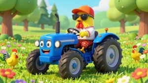 🚜МУЛЬТИК‑ПЕСЕНКА: СИНИЙ ТРАКТОР И ПЕТУХ ЗА РУЛЁМ | Весёлое видео для детей | Детские песенки