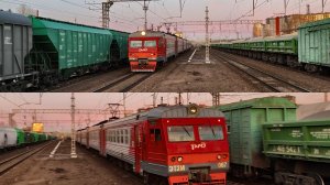 ЭТ2М 067 СПб - Невская Дубровка и ЭТ2М 142 Ладожское озеро - СПб на станции Кушелевка.