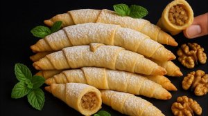 Тают во рту! Ореховые рогалики за 20 минут! Хрустящее печенье к чаю