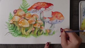 Осеннее великолепие 🍄🍁 Акварельный скетч