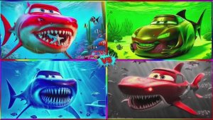 МОЛНИЯ МАКВИН И АКУЛА-МОНСТР: Опасная Погоня и Танцы Машинок Мультик 🏎️🦈