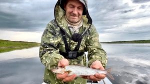 Первый хариус. Рыбалка на спиннинг и сети. Попали в ливень.