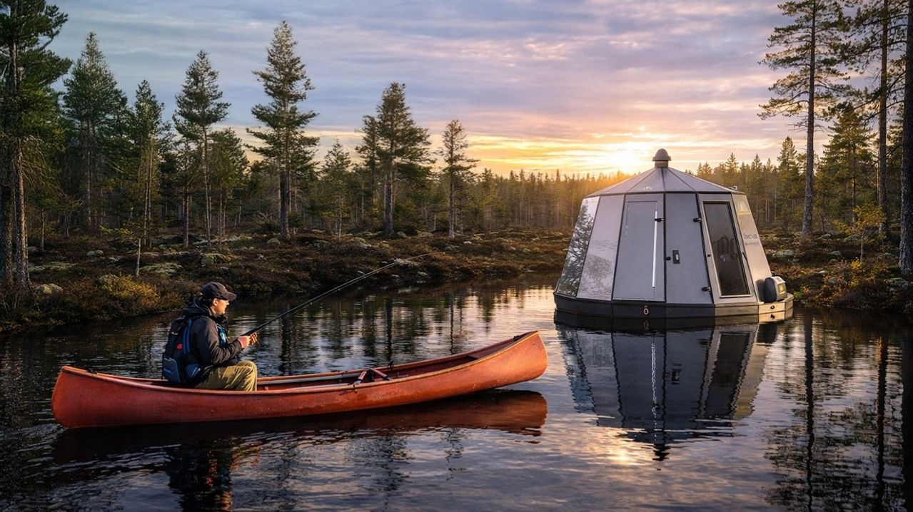 Ночевка в одиночестве в плавучей автономной хижине / Рыбалка на каяках, лов и приготовление улова