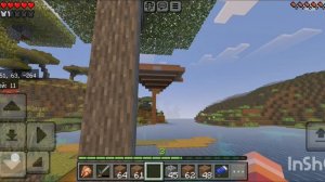 Строю парящий остров и мост в новой деревне  Майнкрафт пока нет Грей Бедрока.