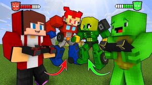 Джей Джей и Майки играют в гигантских девочек-трансформеров. Майнкрафт Мультик