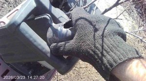 Работа садовым измельчителем ЗУБР ЗИЭ-44-2800 (помощь толкателем)