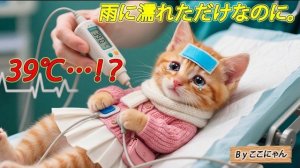 Кошка Ньян Я только что промокла под дождем, не может быть, чтобы температура была 39 градусов
