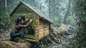 Строительство бамбукового домика на поваленных деревьях. Бушкрафт