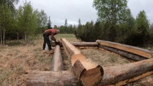 СТРОИТЕЛЬСТВО ИЗБЫ В ТАЙГЕ. НАЧАЛО.