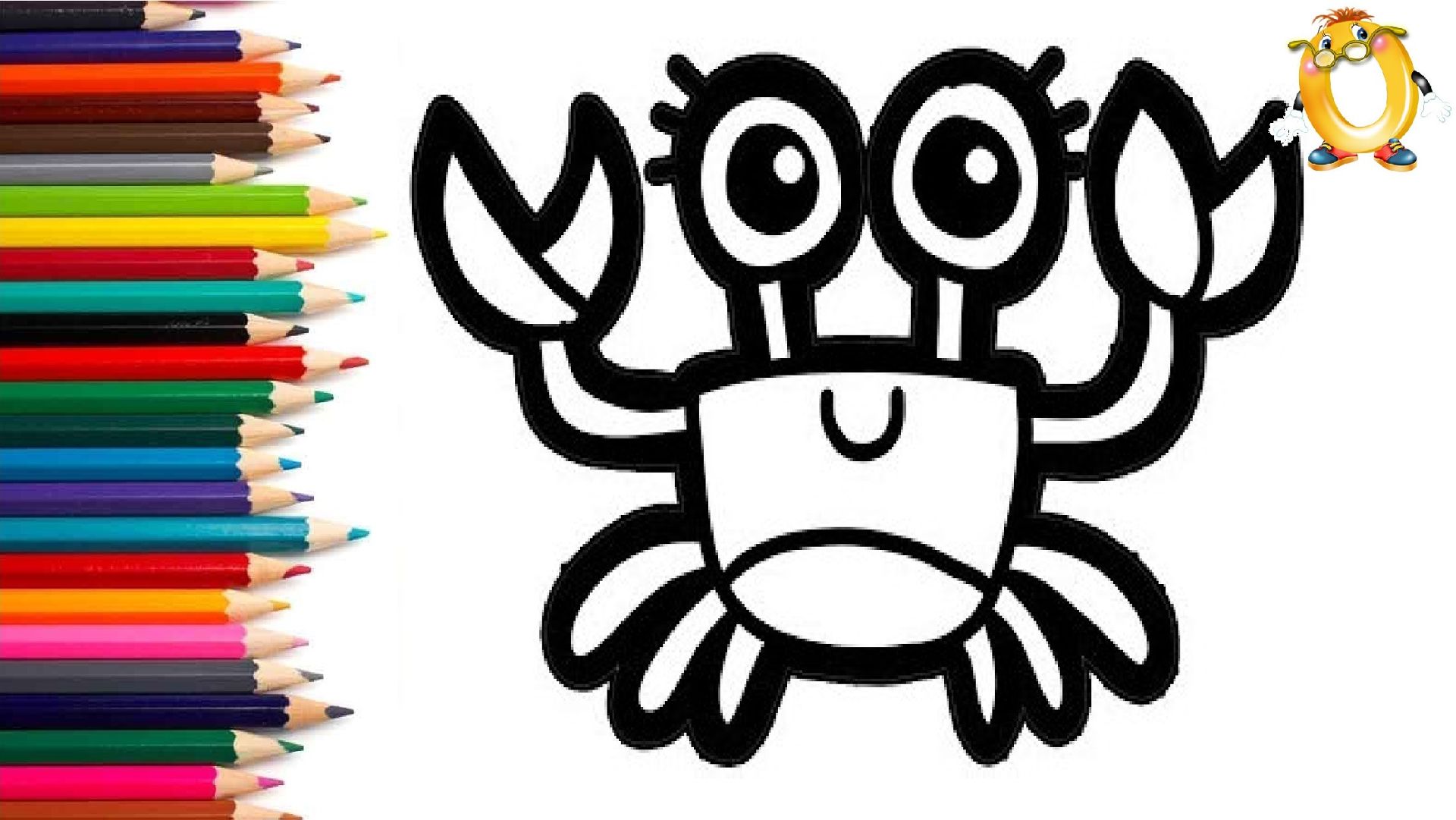 Мультик - раскраска для детей КРАБ. Учимся как рисовать КРАБИКА вместе с детьми // ОБУЧАШКА ТВ