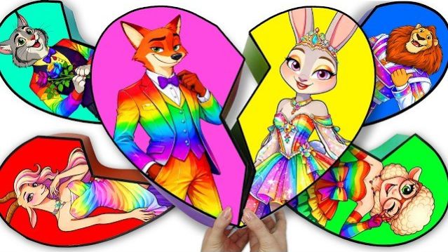 DIY ИЗ БУМАГИ 💖 ZOOTOPIA ЗВЕРОПОЛИС 🌈 НИК И ДЖУДИ — ПАРА СЕРДЕЦ 🐰 РАСПАКОВКА СЮРПРИЗА