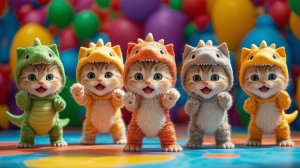 🦖🐱 Милые кошки, танцующие в фантазии о динозаврах - Забавные и очаровательные! 😂🎉