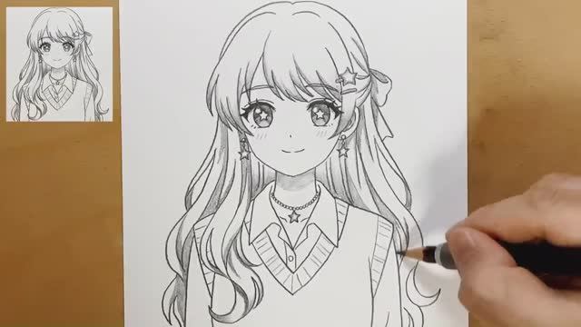 Рисование красивой аниме-девушки шаг за шагом | Аниме-эскиз