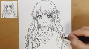 Рисование красивой аниме-девушки шаг за шагом | Аниме-эскиз