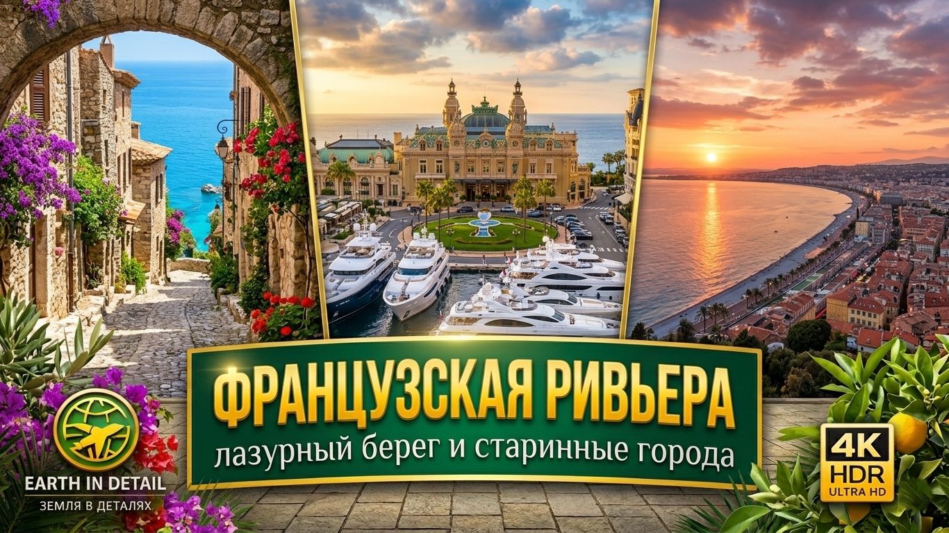 Лазурный Берег: Райские Пляжи, Горы и Атмосфера Роскоши 4K HDR Ultra HD