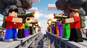 стоят (2-4) моста и мы должны стрелять и ставить блоки