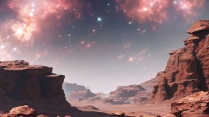 Тихий марсианский пейзаж под звёздами — спокойная анимация космоса