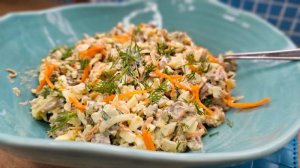 🔥салат Лисичка с корейской морковью и печенью✅️