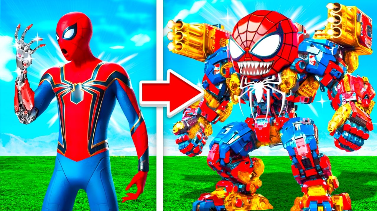 Прокачал Человека Паука в Робота в ГТА 5