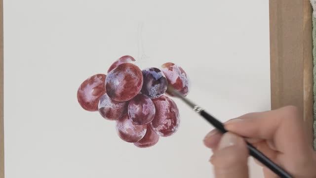 Рисуем реалистичный виноград акварелью 🍇 как смешивать цвета и почему важно накладывать слои 🎨
