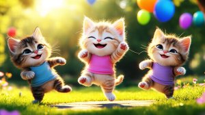 😹🎶 Веселая кошачья танцевальная вечеринка в парке – Очаровательная и веселая! 🐾🎈