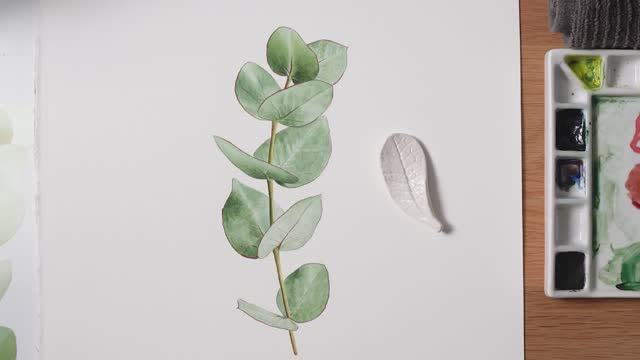 Как нарисовать эвкалипт акварелью