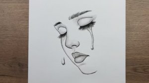 Рисунок грустной девушки — простой рисунок плачущей девушки карандашом