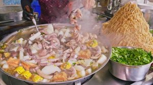 Гигантская жареная лапша, традиционный суп из свиных субпродуктов