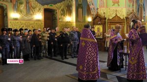 Вручение походного стяга с образом Владимирской иконы Божьей Матери самарским росгвардейцам