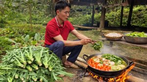 Собираю на ферме свежую зелень для продажи и готовлю вкуснейшее жаркое из свиных ножек. Вьетнам