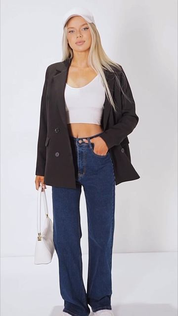 Арт. 114425341 Джинсы женские трубы с высокой посадкой