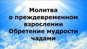 МОЛИТВА О ПРЕЖДЕВРЕМЕННОМ ВЗРОСЛЕНИИ. ОБРЕТЕНИЕ МУДРОСТИ ЧАДАМИ #наянабелосвет