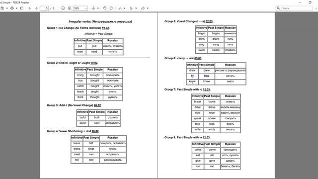 Irregular Verbs Year 4