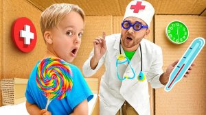 Приключения детей в картонной больнице