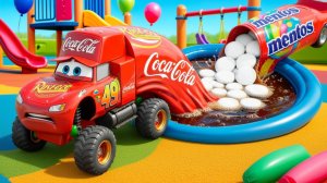 МУЛЬТИКИ ПРО МАШИНКИ! Молния Маккуин против ямы с кока-колой! Что внутри? - Тачки Дисней для детей