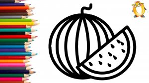 Мультик - раскраска для детей АРБУЗ. Учимся как рисовать ЯГОДУ // ОБУЧАШКА ТВ