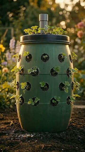 Как сделать вертикальную клумбу из бочки 🛠️