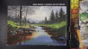 Как нарисовать акварелью тихий лесной ручей