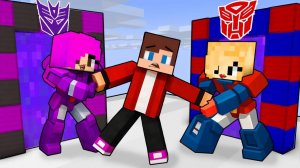 Джей Джей с девушками Автоботы против Мегатрона. Майнкрафт Мультик