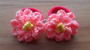 Вяжем цветочек крючком , резиночка для волос.