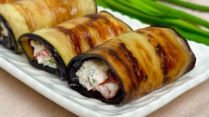 Рулетики из баклажанов с брынзой и помидорами