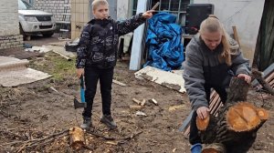 Спилили огромное дерево🌳Уборка во дворе🔥19,21.03.2026