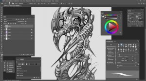 Рисую эскиз тату цветная органика в фотошопе