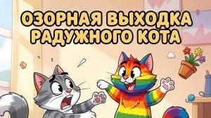 Озорная_выходка_радужного_кота_Мама-кошка_никак_не_может_успокоиться