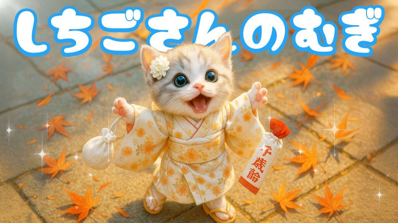 【Офисный котик Муги】Детство Муги!? Репортаж из жизни Муги, который посетил праздник Сити-го-сан 🐱👘