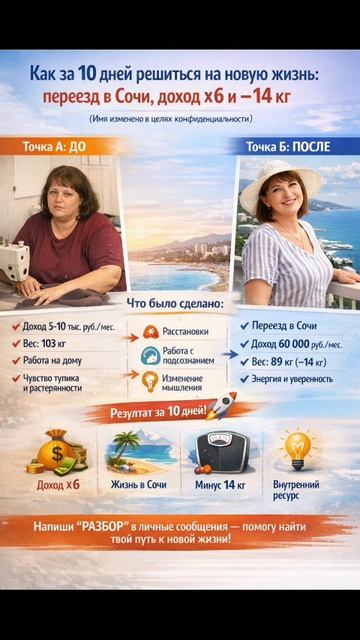 🟣🟢От внутреннего тупика к действию: как женщина в 43 года изменила свою реальность.