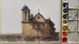 Невероятно простой способ рисовать акварелью — роспись старой церкви