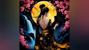 ПРЕКРАСНАЯ ЯПОНКА НА ФОНЕ ЦВЕТУЩЕЙ САКУРЫ нейросеть