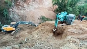 Heart-Pounding Mountain Road Construction with Kobelco Excavator： Watch If You Dare