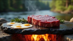 🥩 Примитивная готовка: стейк рибай на раскаленном камне в дикой природе 🔥